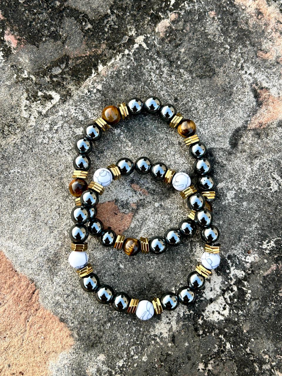 Onyx and  Howlite Gemstone Bracelet